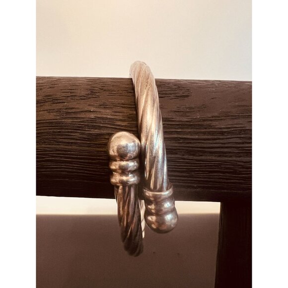 VTG Unisex 925 Silver Twisted Rope Hinged Bangle Bracelet Jewelry Italy Signed - Picture 2 of 7